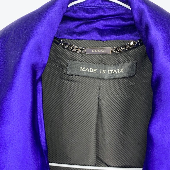 TOM FORD for GUCCI Indigo Blue Satin Trench Coat - Picture 10 of 13